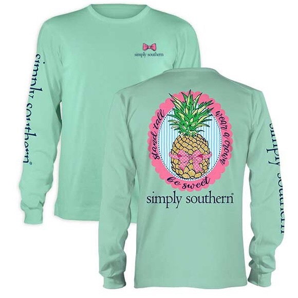 Simply Southern Tops - simply southern teal pineapple long sleeve t shirt
